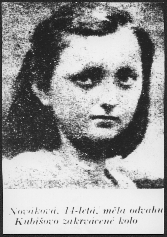 14-tiletá Jindřiška Nováková, která odvezla Kubišovo kolo po atentátu na R. Heydricha